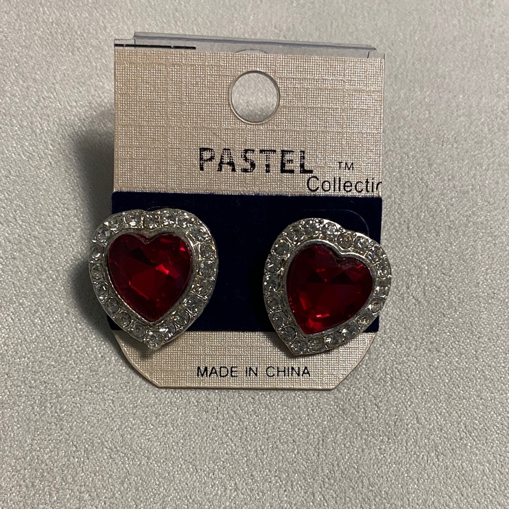 Red Heart Stud Earrings
